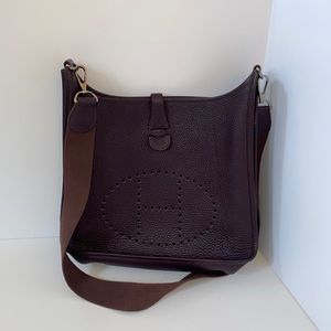 Authentic Hermes Evelyne Bag Gen III Clemence in Deep Purple FREE SHIPPING